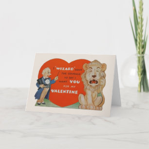 Vintage Zauberer und Feiger Löwe zum Valentinstag Feiertagskarte
