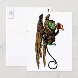 Vintage-Zauberer von Oz, Böser fliegender Affe Hut Postkarte