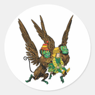 Vintage-Zauberer von Oz, Dorothy, Böse fliegende A Runder Aufkleber