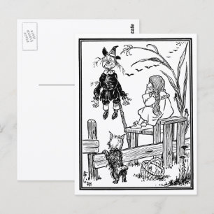 Vintage-Zauberer von Oz, Dorothy Toto trifft Vogel Postkarte