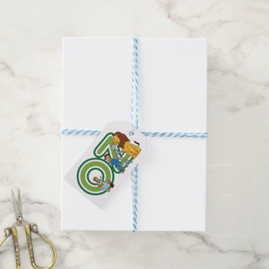 Vintage-Zauberer-von-Oz-Figuren und Textbuchstaben Geschenkanhänger (Mit Garn)