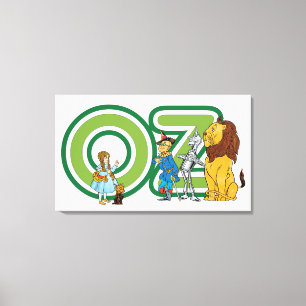 Vintage-Zauberer-von-Oz-Figuren und Textbuchstaben Leinwanddruck