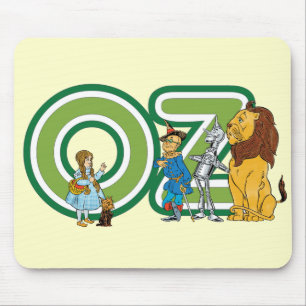 Vintage-Zauberer-von-Oz-Figuren und Textbuchstaben Mousepad