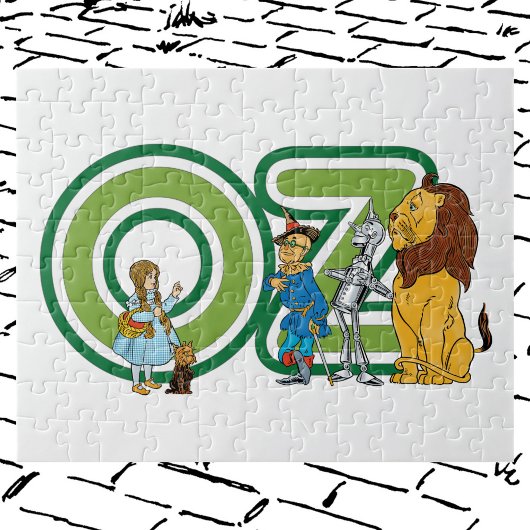 Vintage-Zauberer-von-Oz-Figuren und Textbuchstaben Puzzle