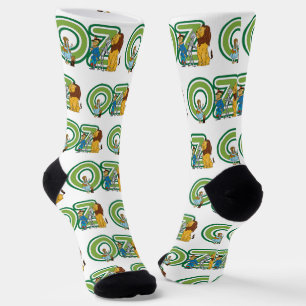 Vintage-Zauberer-von-Oz-Figuren und Textbuchstaben Socken