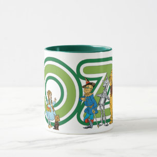 Vintage-Zauberer-von-Oz-Figuren und Textbuchstaben Tasse