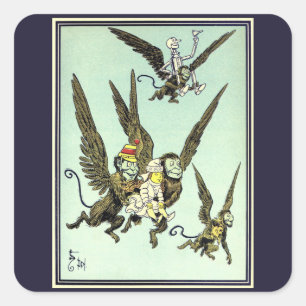 Vintage-Zauberer von Oz, fliegende Affen mit Dorot Quadratischer Aufkleber