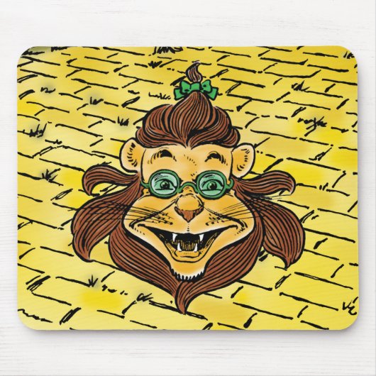 Vintage-Zauberer von Oz, Löwe mit Brille Mousepad (Vorne)