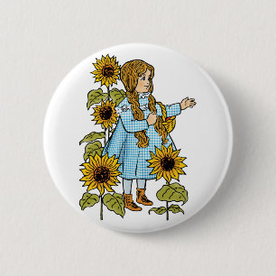 Vintage-Zauberer von Oz Märchen Dorothy Sonnenblum Button