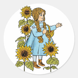 Vintage-Zauberer von Oz Märchen Dorothy Sonnenblum Runder Aufkleber