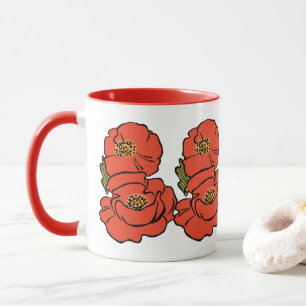 Vintage-Zauberer von Oz rote Mohnblumen in Blüte F Tasse