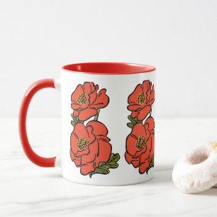 Vintage-Zauberer von Oz Rote Mohnblumen in Blüte F Tasse