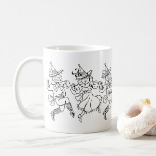 Vintage-Zauberer von Oz, süße tanzende Munchkins! Kaffeetasse