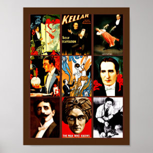 Vintage-Zauberermagie-Show-Poster-Art-Collage Poster