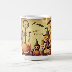 Vintage, zauberhafte Halloween-Kürbisse und Fleder Kaffeetasse