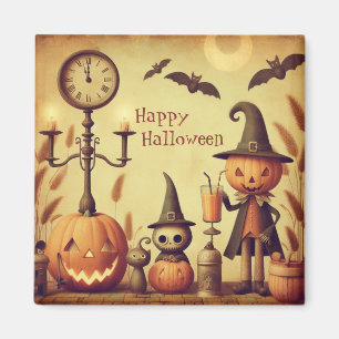 Vintage, zauberhafte Halloween-Kürbisse und Fleder Magnet