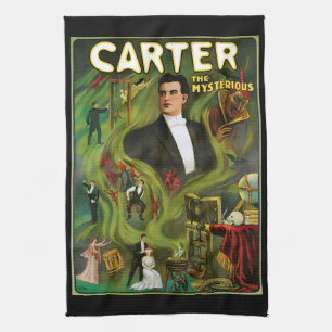 Vintage-Zauberplakat, Carter der Geheimnisvolle Geschirrtuch