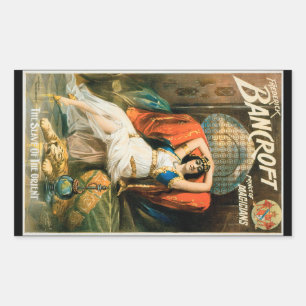 Vintage-Zauberplakat, Magier Frederick Bancroft Rechteckiger Aufkleber