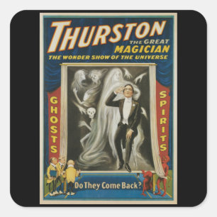 Vintage-Zauberplakat, Thurston, Der große Magier Quadratischer Aufkleber