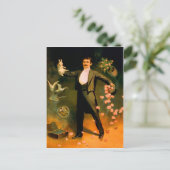 Vintage Zauberstäbchen Rose Tauchen Zaubertricks Postkarte (Stehend Vorderseite)