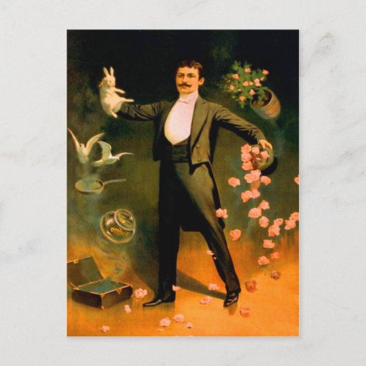 Vintage Zauberstäbchen Rose Tauchen Zaubertricks Postkarte (Vorderseite)