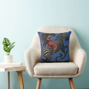 Vintage-Zebra Art Nouveau Frau Life 1922 Kissen