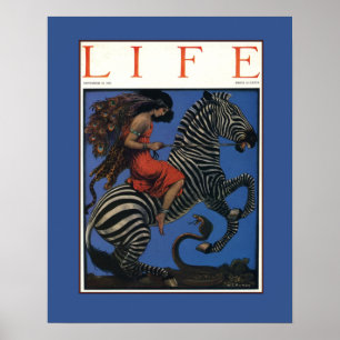 Vintage-Zebra Art Nouveau Frau Life 1922 Poster