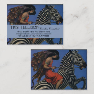 Vintage-Zebra Art Nouveau Frau Life 1922 Visitenkarte