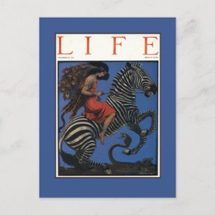 Vintage-Zebra-Art-Nouveau-Frau Postkarte