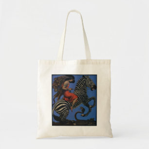 Vintage-Zebra-Art-Nouveau-Frau Tragetasche