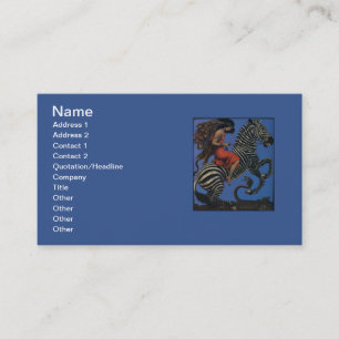 Vintage-Zebra Art Nouveau Frau Visitenkarte