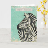 Vintage Zebra Blue Geburtstagskarte Karte (Gelbe Blume)