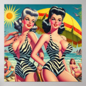 Vintage Zebra Girls Poster (Vorne)