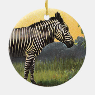 Vintage-Zebra in der afrikanischen Savanne, Wildti Keramik Ornament