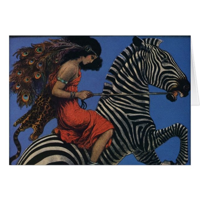 Vintage Zebra Jugendstilfrau (Vorderseite (Horizontal))