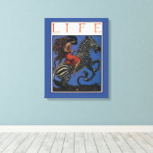 Vintage Zebra Jugendstilfrau Leinwanddruck (Insitu (Holzboden))