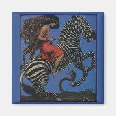 Vintage Zebra Jugendstilfrau Magnet (Vorne)