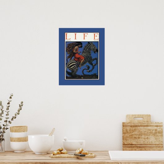 Vintage Zebra Jugendstilfrau Poster (Küche)