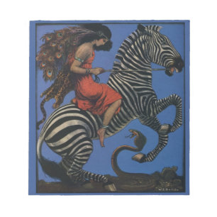 Vintage-Zebra mit Art Nouveau-Reiterin Notizblock
