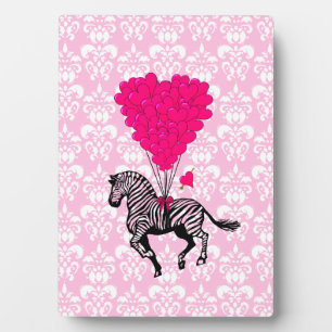 Vintage-Zebra- & rosa Herzballons Fotoplatte
