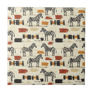 Vintage Zebramuster Rustikales Boho-Safari-Print Fliese