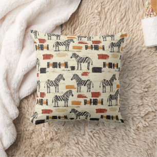 Vintage Zebramuster Rustikales Boho-Safari-Print Kissen
