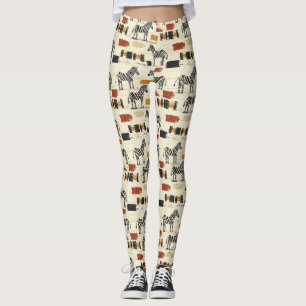 Vintage Zebramuster Rustikales Boho-Safari-Print Leggings