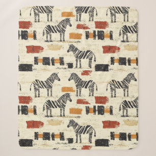 Vintage Zebramuster Rustikales Boho-Safari-Print Sherpadecke