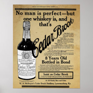 Vintage Zedern-Bach-Whisky-Bar-Druck-Anzeige Poster