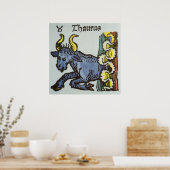 Vintage Zeichen der Zodiaka, antike Taurus Bull Poster (Küche)