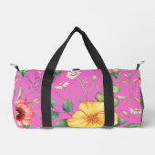 Vintage Zeichnend Wildblumen / Küken, rosa Duffle Bag (Vorderseite)