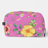 Vintage Zeichnend Wildblumen / Küken, rosa Waschbeutel (Vorderseite)