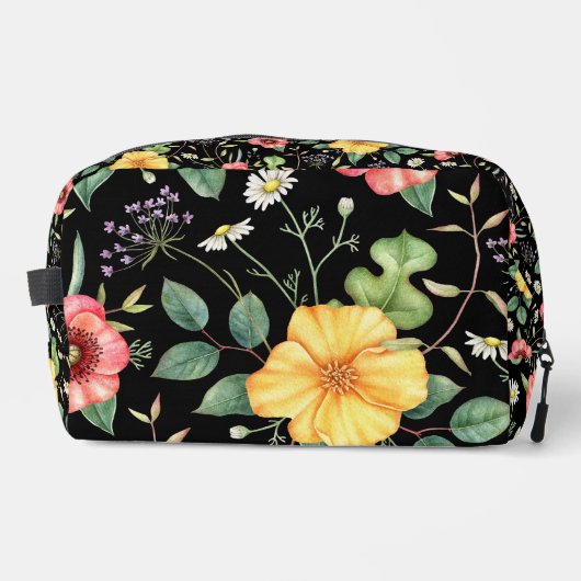 Vintage Zeichnend Wildblumen / Mitternacht Waschbeutel (Vorderseite)