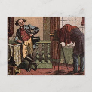 Vintage-Zeichnung: Antiker Fotograf Postkarte